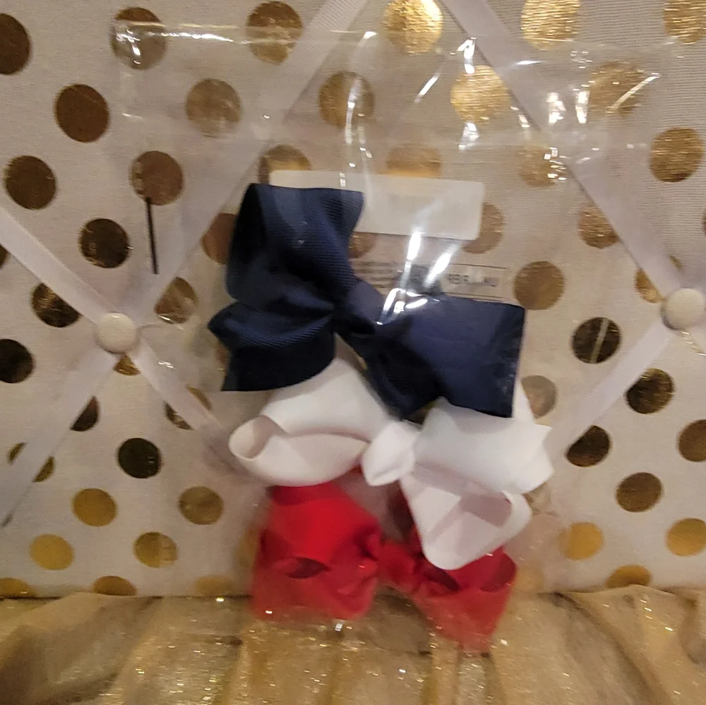 Girls Patriotic 3 Bow Set